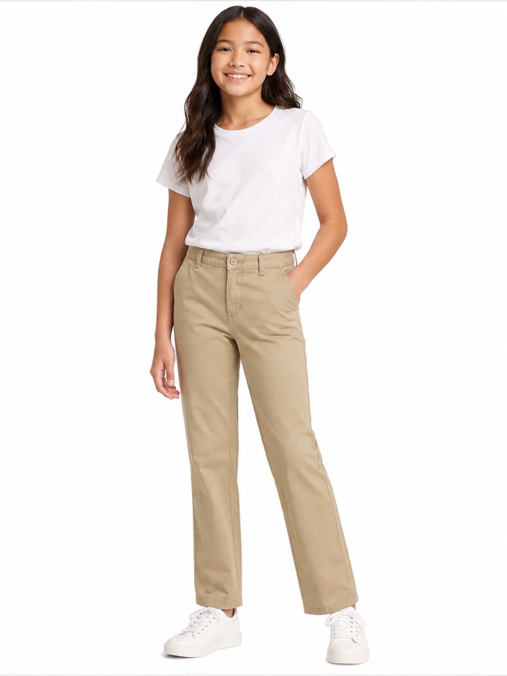 Cat & Jack Khaki Straight Leg Chino Pants Girls Size 12